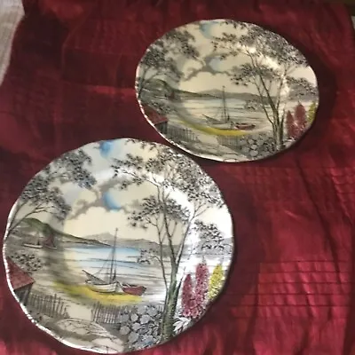 Buy W H Grindley Plates In Good Condition. Beautiful Sea Views With Boats. Holiday. • 20£