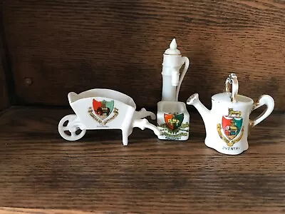 Buy A Group Of Three Antique Crested China “garden” Items With Coventry Crest  • 10£