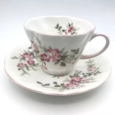 Buy Rosina China Co Ltd Queens Fine Bone China Wild Pink Rose Tea Cup Saucer England • 23.70£