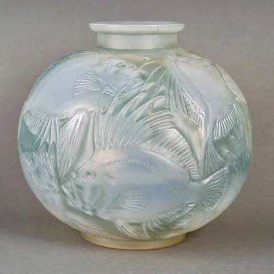 Buy René Lalique R.Lalique Glass Opalescent Glass Patina Blue Green Fish Vase • 6,750.04£