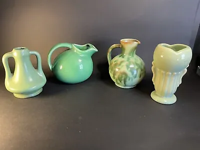 Buy 4 Vintage Small Art Pottery Pieces Green Anton Lang(Chip) - Haeger - USA • 74.81£