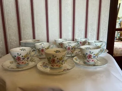 Buy 1950s Shelley Fine Bone China 13668 Wild Flowers 30PC Cups Saucers Bowl Plates • 65£