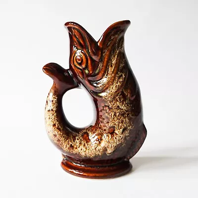 Buy FOSTERS Fish Glug Jug Vase - Cornish Pottery British Ceramic Brown Vintage • 15£