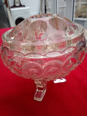 Buy Vintage Sowerby Footed Glass Rose Bowl With 9 Hole Flower Frog 6 Inch • 18£