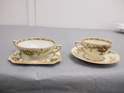 Buy CROWN DUCAL WARE A1476 URN FRUIT BASKET SCALLOP EDGE Lot Of 2 Cups + 2 Saucers. • 57.87£