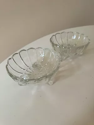 Buy Pair Of Vintage Italian Glass Sweet Bowls - Sundae Dishes Twisted Footed Design • 7.49£