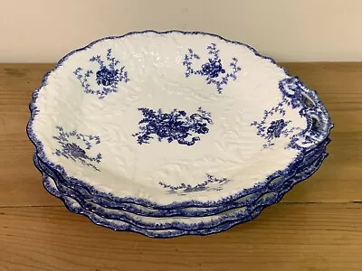 Buy ANTIQUE CHARLES FORD BLUE & WHITE TRANSFER WARE FLORAL 4 X DISHES PATTERN 7553 • 125£