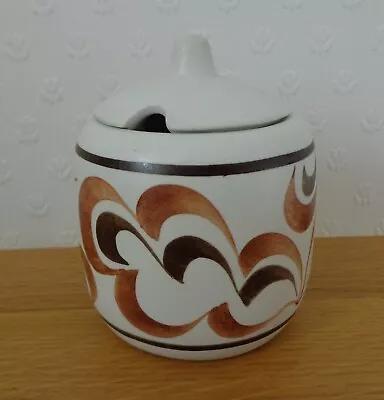 Buy Vintage E Radford Pottery Lidded Preserve Pot, Handpainted Brown Leaf Pattern • 8£