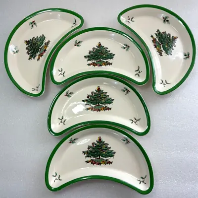 Buy Rare Spode Christmas Tree Bone/salad Plates England #s3324 Set Of 5 • 187.78£