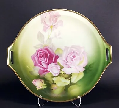 Buy Thomas Bavaria Mentone Handled Plate Green Pink Floral • 15.43£