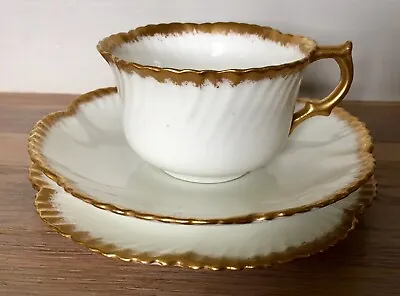 Buy Vintage Hammersley Trio Bone China White Gold Cup Saucer Side Plate • 8£