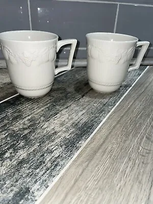Buy Set Of 2 X Bhs Lincoln Cream Embossed Fruits Mug Mugs Excellent Condition • 14.99£