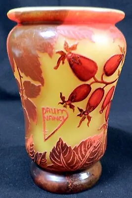 Buy Daum Nancy Cameo Glass Vase Pretty 6 Inch Tall Vase Orange Tones • 410.18£