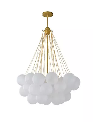 Buy Modern Glass Cloud Ball Chandelier Metal Ceiling Lights White Gold Pendant Light • 299.95£