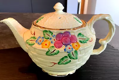 Buy Crown Devon Basket Weave Flower Embossed Tea Pot • 18£
