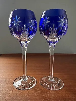 Buy (2 ) Ajka  Horst Belda Star Of Midnight Cobalt Blue Crystal Wine Goblets 8.5” • 141.97£