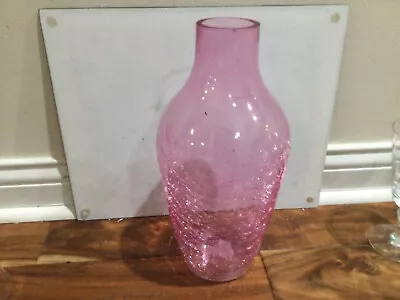 Buy Pink Glass Crackle Bottle/vase 12''X 2''X3.75'' For Tall Grasses • 33.21£