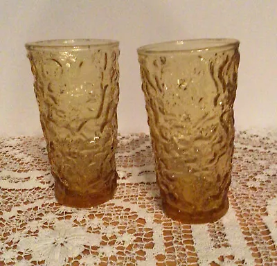 Buy 2 Vintage Anchor Hocking Glasses Lido Milano Amber Glassware 1970’s ~ 5-1/2”Tall • 9.47£