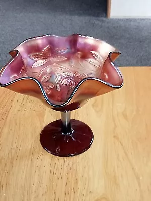 Buy A Beautiful Vintage Fenton Amethyst Carnival Glass Compote Glass Bowl • 20£