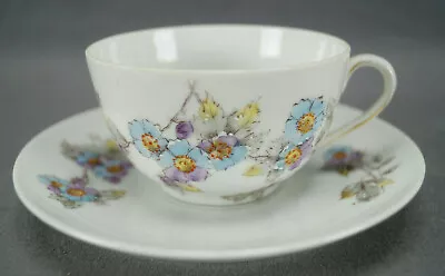 Buy Limoges Hand Colored Blue & Purple Wild Roses Tea Cup & Saucer Circa 1880-1890 • 19.18£
