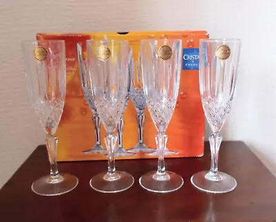 Buy Crystal Champagne Flutes Cristal De France Nirvana Clear Cut Glasses X 4 140ml • 20£