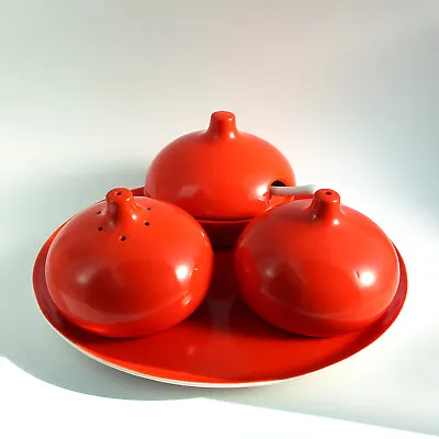 Buy Vintage 1960-70s Carlton Ware Deep Orange Round Ceramic Salt & Pepper Cruet Set • 40£