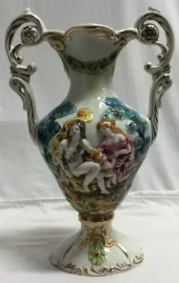 Buy Vintage  Keramos R. Capodimonte Two-handled Vase Hand Painted Italy • 49£
