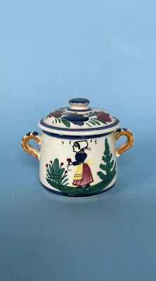 Buy Vintage Sugar Bowl HB Quimper Breton Woman Floral Pattern Lidded T 299 • 52.16£