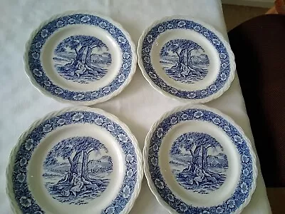 Buy W H GRINDLEY BLUE AND WHITE  COUNTRYSIDE  SCENES SET OF 4 SALAD PLATES 22cm • 4£