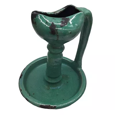 Buy Antique Very Large Persian Nishapur Turquoise Glaze Pottery Oil Lamp • 331.53£