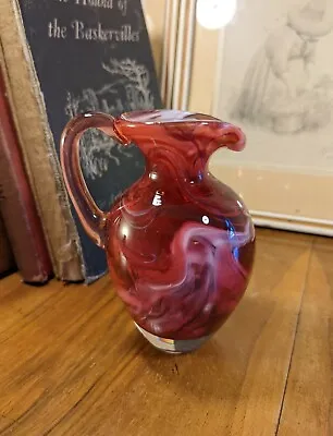 Buy Gorgeous Little Vintage Cased Marbled Red Cranberry Glass Ornamental Jug Pitcher • 24.99£