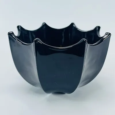 Buy Black Amethyst Umbrella Shape Scalloped Edge Glass VTG Bowl Dish Art Indiana • 18.93£