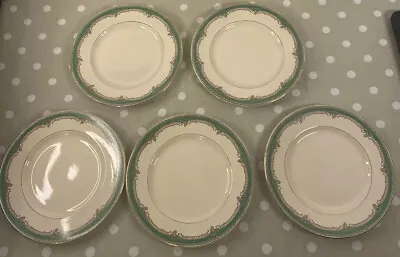 Buy Burleigh Ware Green Rimmed 5  Plates One Crazed 22.5 Cm Diameter Approx Plates • 10.99£