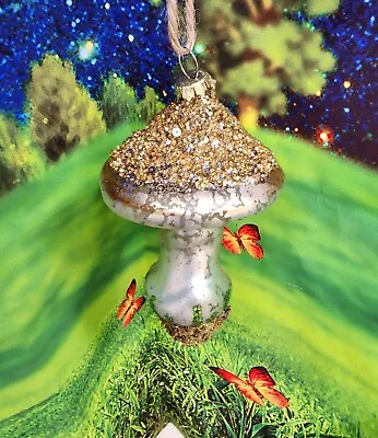 Buy New Blown Glass Glittered Mushroom Food  Christmas Ornament Woodland • 12.01£