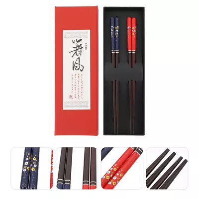 Buy 2 Pairs Wooden Japanese Chopsticks - Reusable Kitchen Tableware - Couple Gift • 10.19£