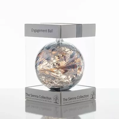 Buy Engagement Gift Silver Friendship Ball Sienna Glass Hanging Ornament Handmade • 14.99£
