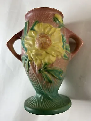 Buy Vintage Roseville Pottery Peony Vase 61-7 Inch Pink • 40.77£