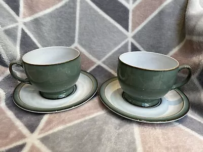 Buy 2 X DENBY Regency Green Tea Coffee Large Cups And Saucers Mugs • 12.95£