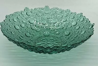 Buy Vintage Bubble Glass Bowl Scandinavian Green Art Glass Interior Design Bowls • 12£