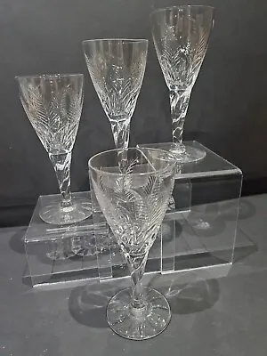 Buy 4 STUART Crystal ELLESMERE Liqueur/Sherry Glasses Fern Leaf  VINTAGE. • 24.99£