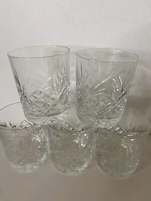 Buy 5 Vintage Lead Crystal Small Diamond Cut Whiskey Glasses  • 7.99£