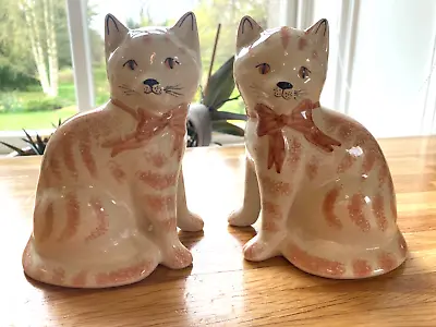 Buy Pair Of Rye Pottery Small Classic Marmalade Cats VGC • 36£