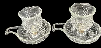 Buy Vintage Home Interiors Candle Holders With Peg Bottom Votives Cut Glass Set Of 2 • 15.13£