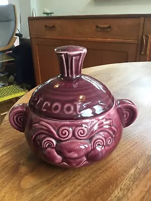 Buy Vintage Sadler Pottery Beetroot Funny Face Lidded Jar Glazed Burgundy 14cm High • 10£