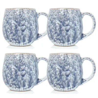 Buy 4pcs 500ml Stoneware Reactive Glazed Mug Pale Grey Coffee Ombre Mottled Speckled • 15.95£
