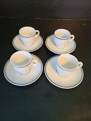 Buy LOT Vintage Restaurant Ware Children's Small Tea Cup & Saucer 4 Sets White Green • 19.27£