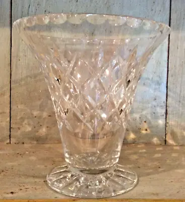 Buy Vintage Heavy Crystal Cut Glass Pedestal Flower Vase Approx 14 Cm Tall In VGC • 32.75£
