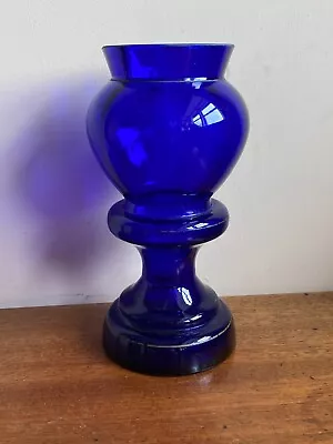 Buy Tall Antique Bristol Cobalt Blue Glass Hyacinth Vase • 22£