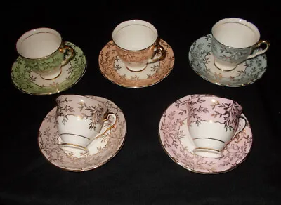Buy Salisbury Bone China Vintage Cups & Saucers - Select By Colour • 20£
