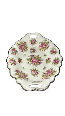 Buy Vintage James Kent LA ROSA 4022 Bone China Deep Dish Tray Gold Trim Pink Roses • 10.67£